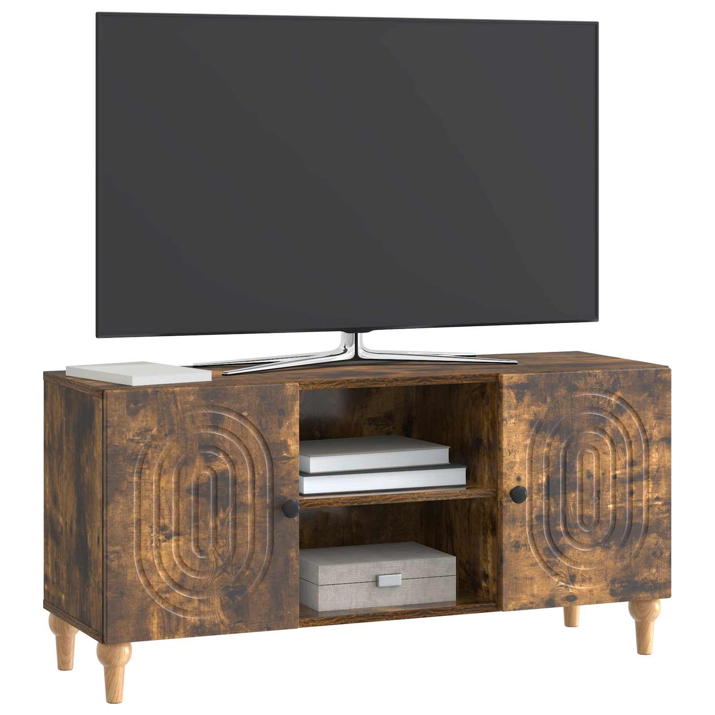 vidaXL Ντουλάπι TV Καπνισμένο Ξύλο Δρυός 102 x 34,5 x 50 εκ.