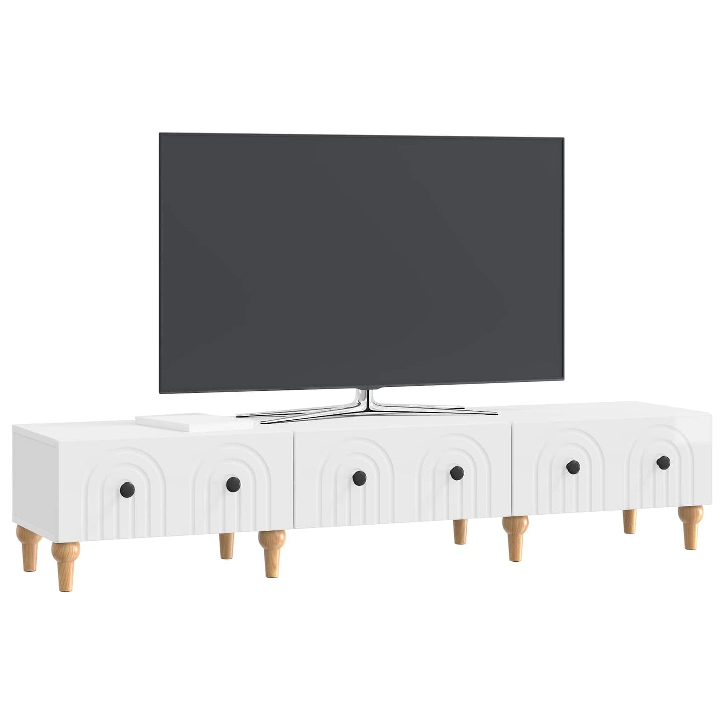 vidaXL Ντουλάπι TV με συρτάρι Γυαλιστερό Λευκό 147 x 34,5 x 30 εκ