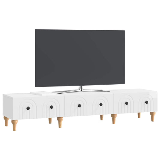 vidaXL Ντουλάπι TV με συρτάρι Γυαλιστερό Λευκό 147 x 34,5 x 30 εκ