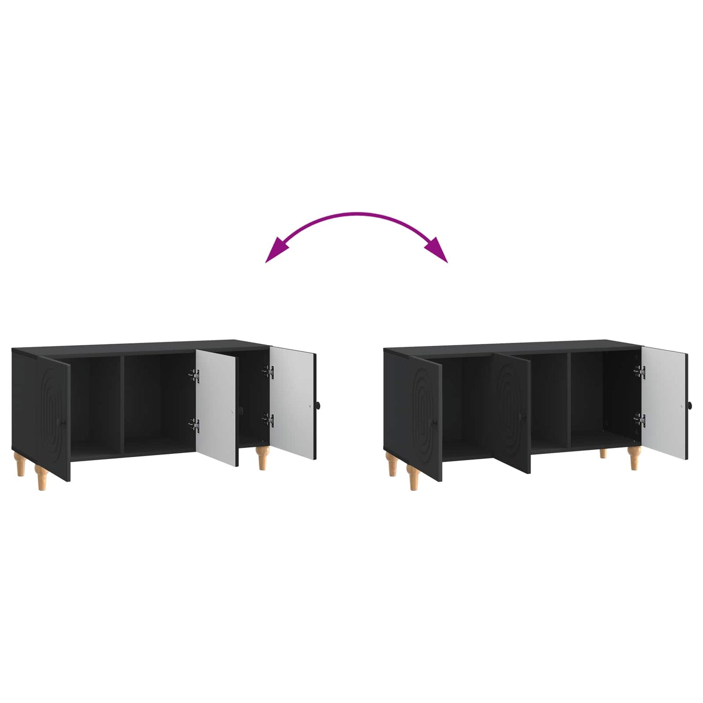 vidaXL Ντουλάπι TV Μαύρο 99 x 34,5 x 50 εκ. Επεξεργασμένο Ξύλο