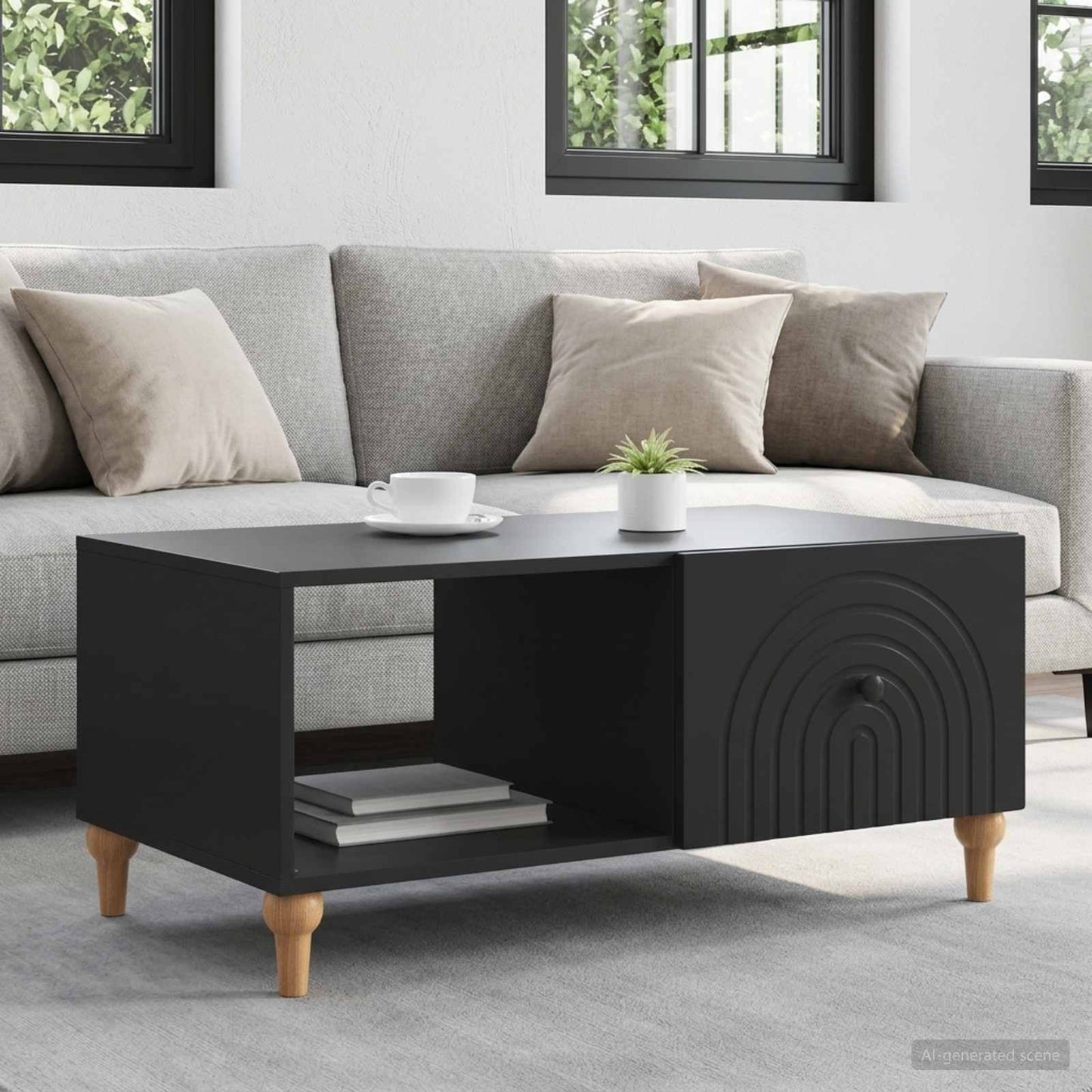 vidaXL Τραπεζάκι σαλονιού Μαύρο 90 x 50 x 40 cm Επεξεργασμένο Ξύλο