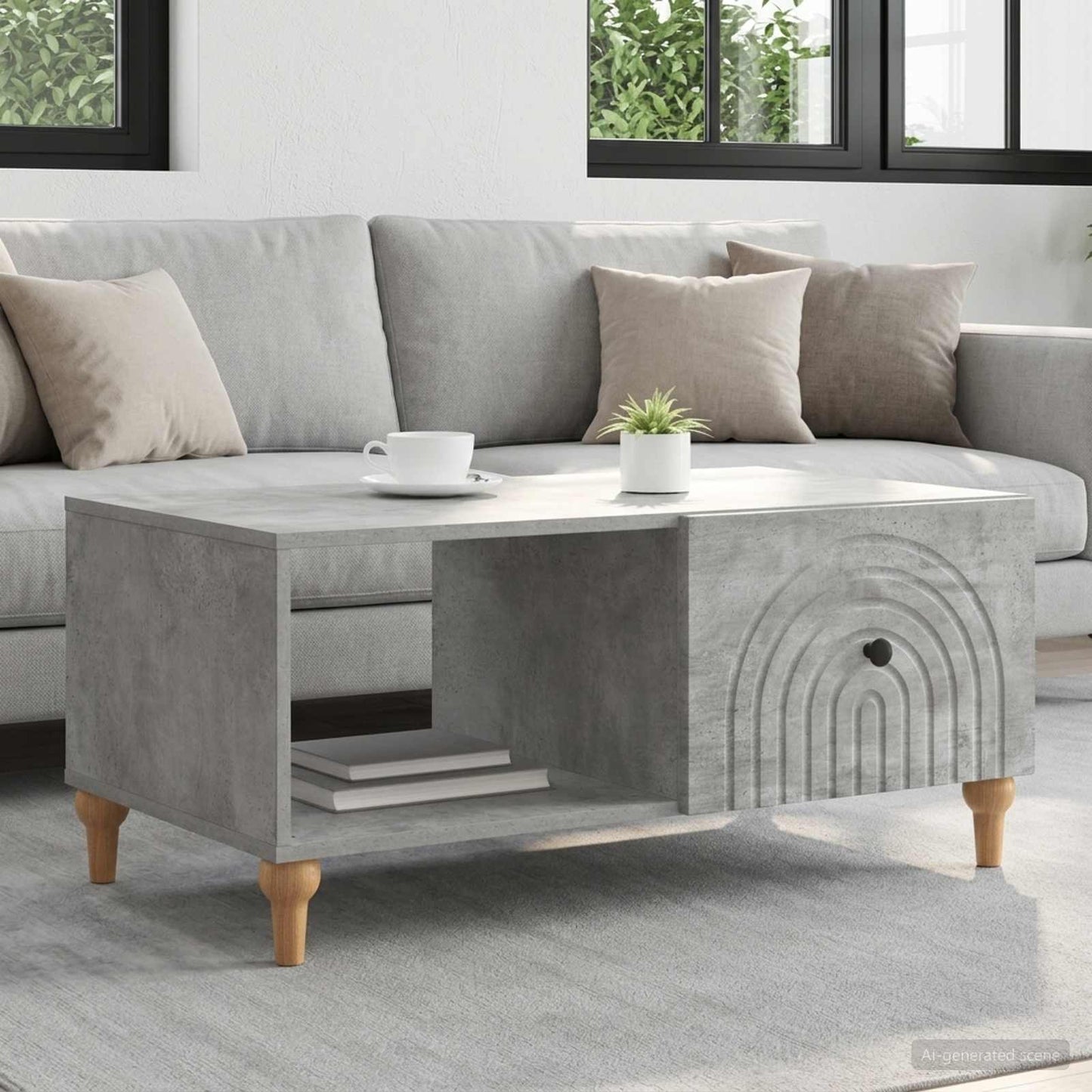 vidaXL Τραπεζάκι σαλονιού Γκρι Σκυροδέματος 90 x 50 x 40 cm
