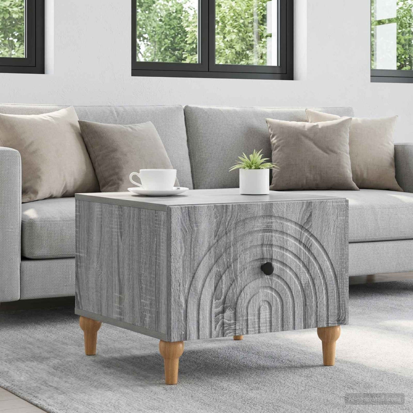 vidaXL Τραπεζάκι σαλονιού με συρτάρι Γκρι Sonoma 49 x 50 x 40 εκ