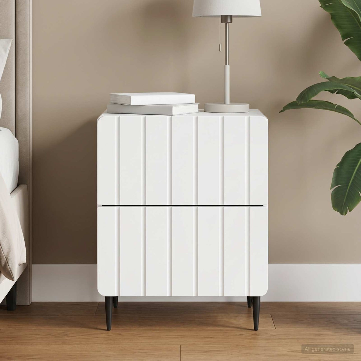 vidaXL Κομοδίνο Λευκό 43 x 34,5 x 49,5 εκ Επεξεργασμένο Ξύλο
