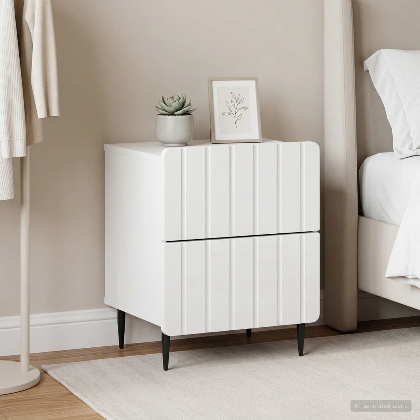 vidaXL Κομοδίνο 2 τεμ. Λευκό 43 x 34,5 x 49,5 εκ Επεξεργασμένο Ξύλο