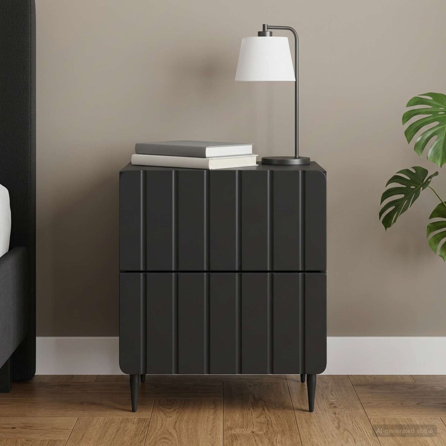 vidaXL Κομοδίνο Μαύρο 43 x 34,5 x 49,5 εκ Επεξεργασμένο Ξύλο