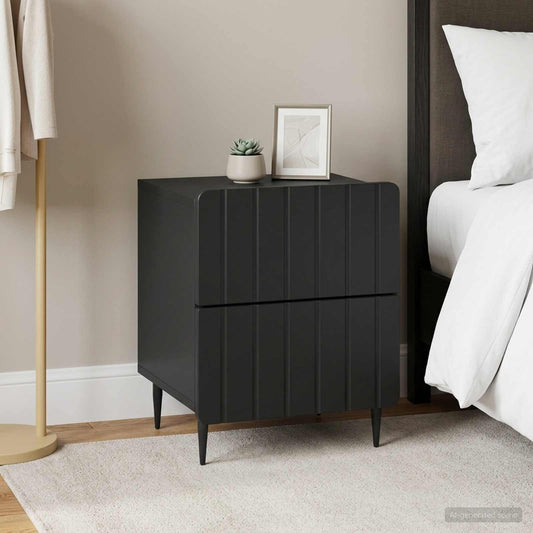 vidaXL Κομοδίνο 2 τμχ. Μαύρο 43 x 34,5 x 49,5 εκ Επεξεργασμένο Ξύλο