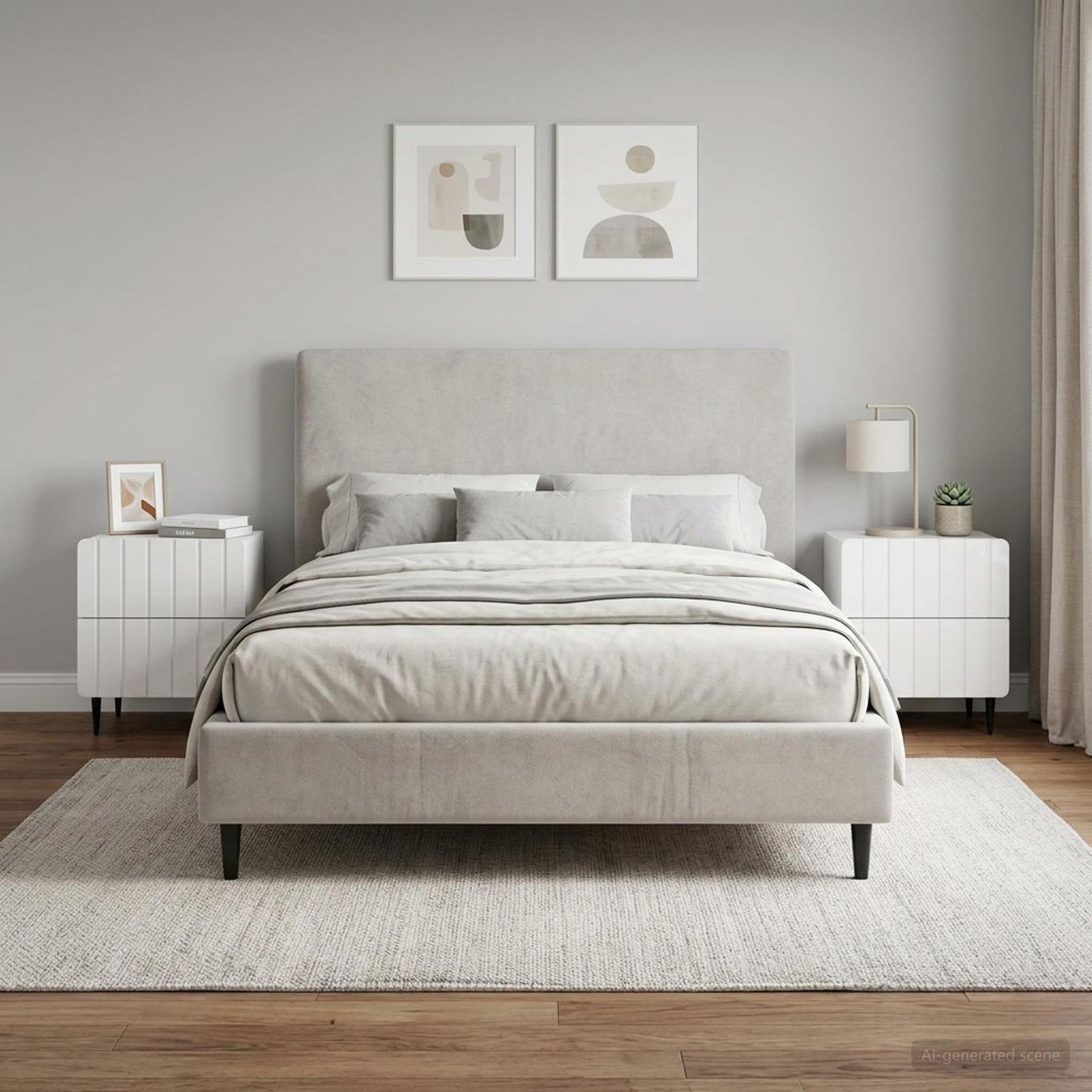 vidaXL Κομοδίνο 2 τμχ. Γυαλιστερό Λευκό 43 x 34,5 x 49,5 εκ