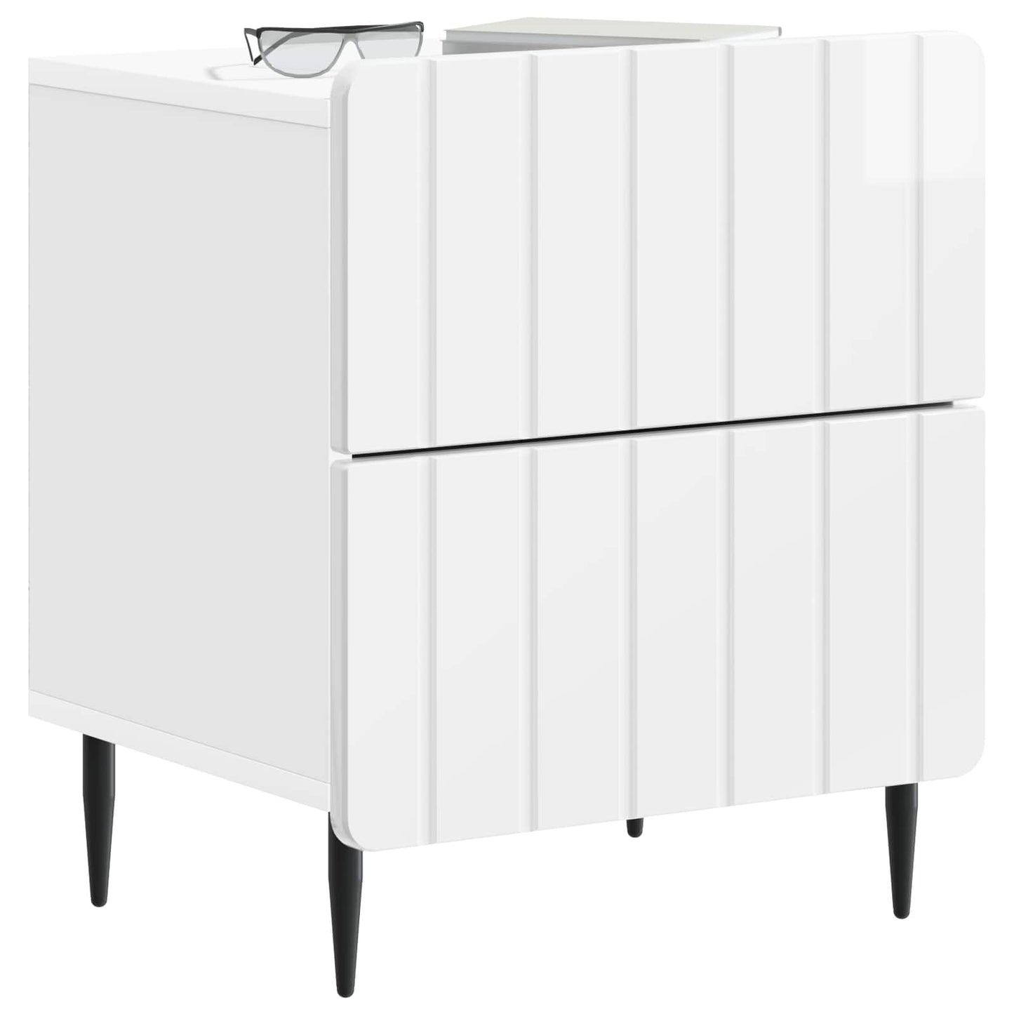 vidaXL Κομοδίνο 2 τμχ. Γυαλιστερό Λευκό 43 x 34,5 x 49,5 εκ
