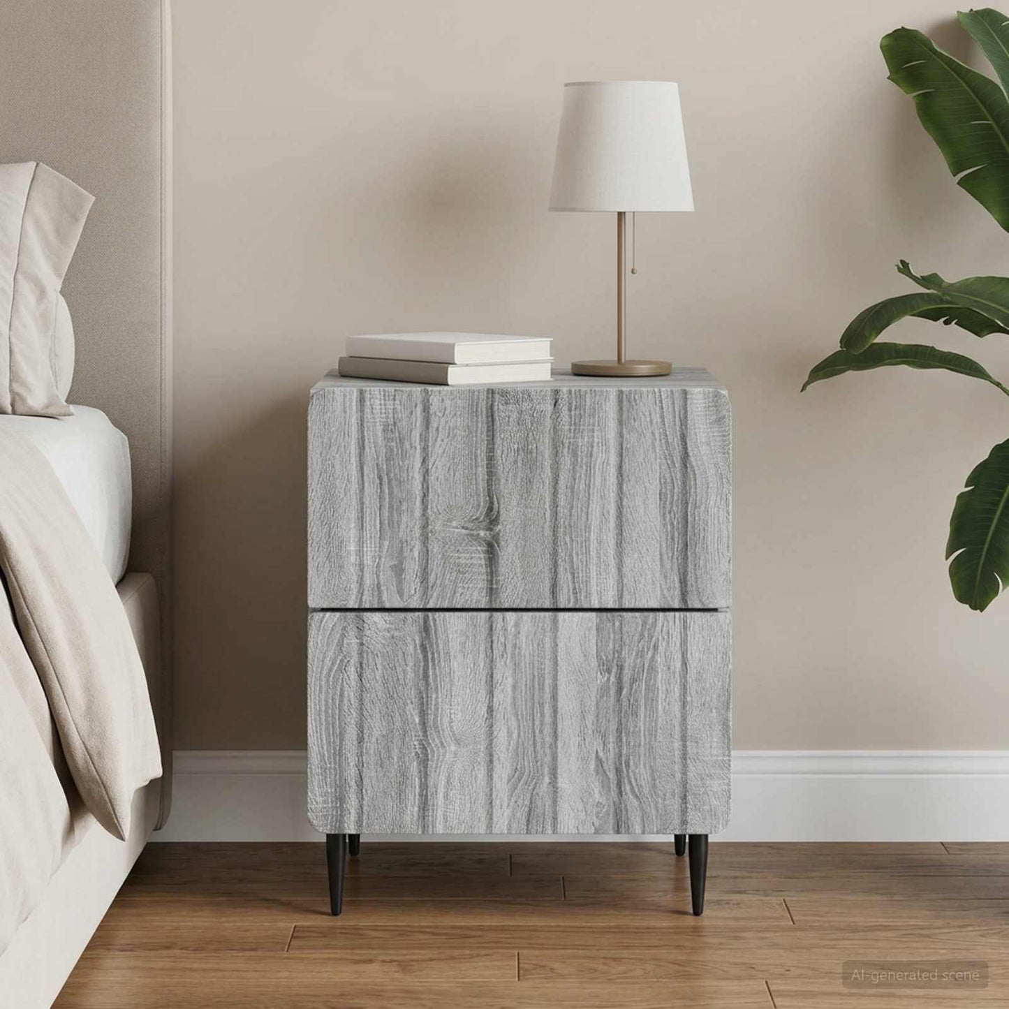 vidaXL Κομοδίνο Γκρι Sonoma 43 x 34,5 x 49,5 εκ Επεξεργασμένο Ξύλο