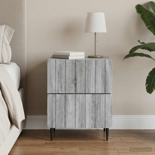 vidaXL Κομοδίνο Γκρι Sonoma 43 x 34,5 x 49,5 εκ Επεξεργασμένο Ξύλο