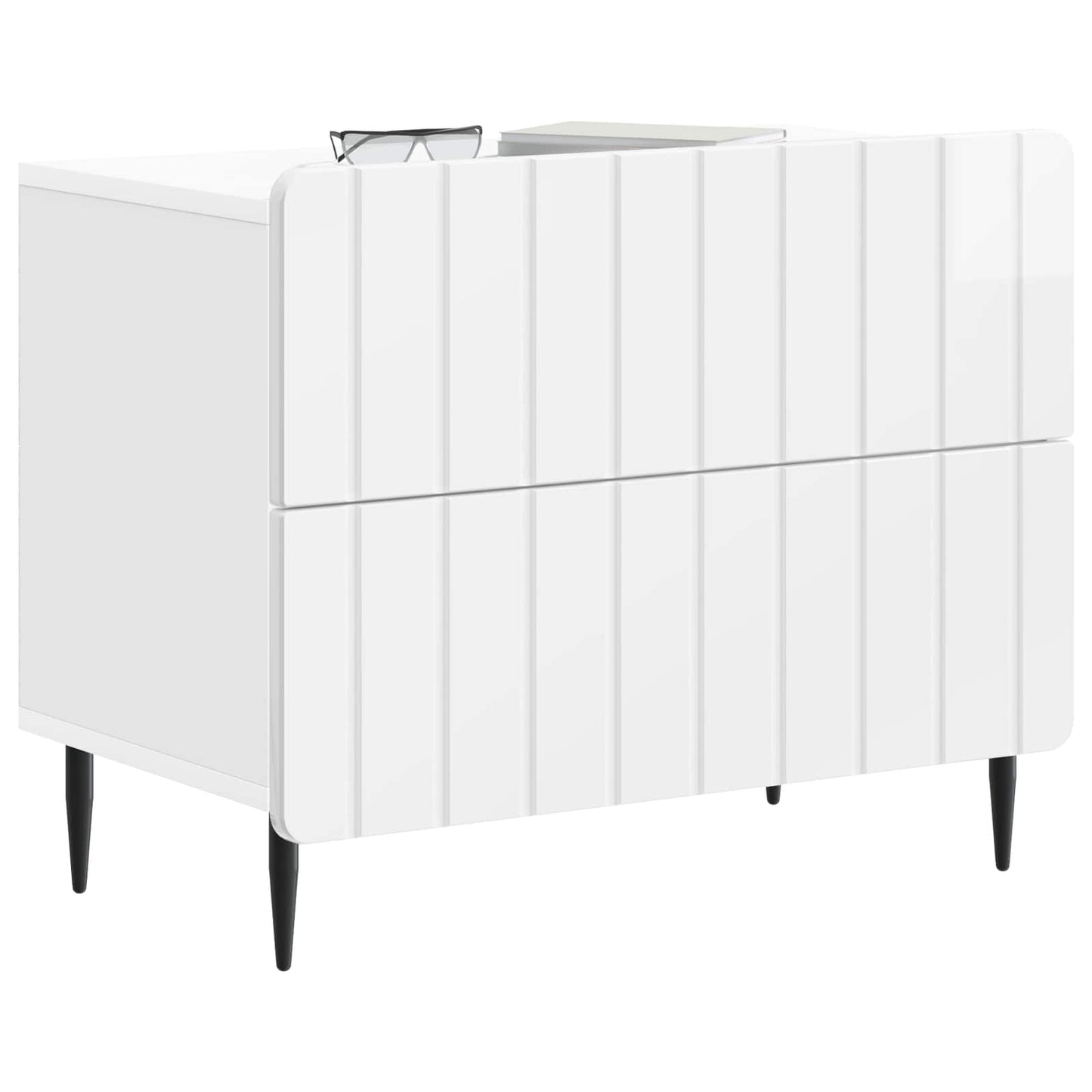 vidaXL Κομοδίνο με συρτάρι Γυαλιστερό Λευκό 62 x 34,5 x 49,5 εκ.
