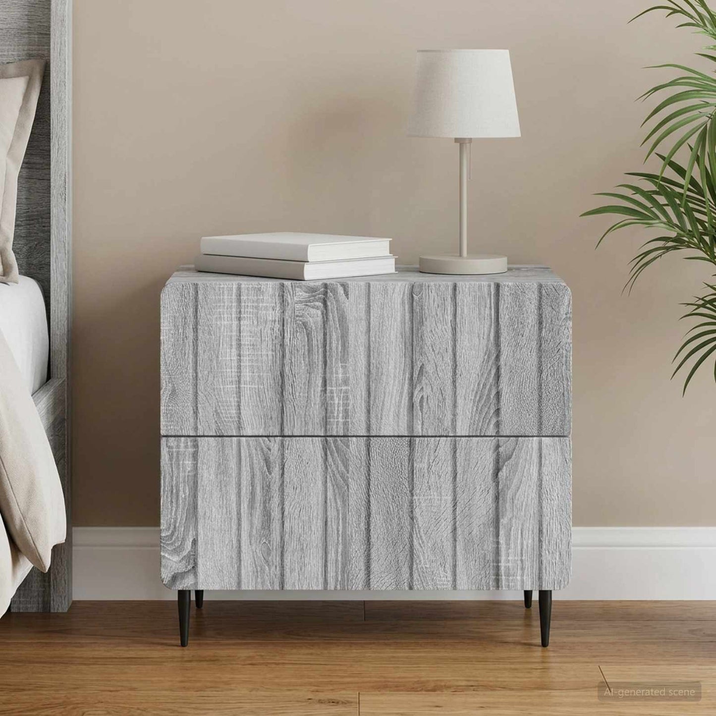 vidaXL Κομοδίνο Γκρι Sonoma 62 x 34,5 x 49,5 εκ. Επεξεργασμένο Ξύλο