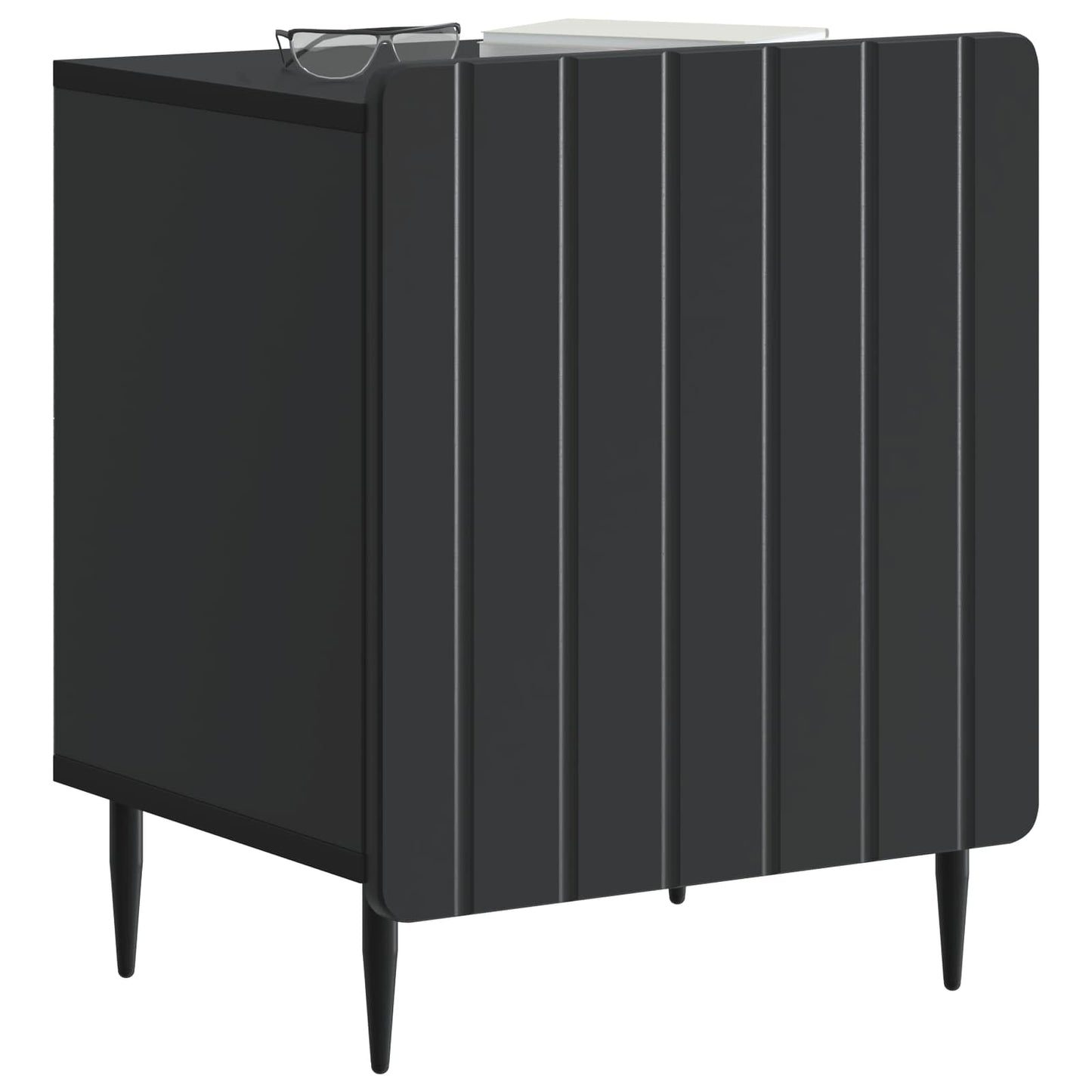 vidaXL Κομοδίνο 2 τμχ. Μαύρο 43 x 34,5 x 52 εκ Επεξεργασμένο Ξύλο