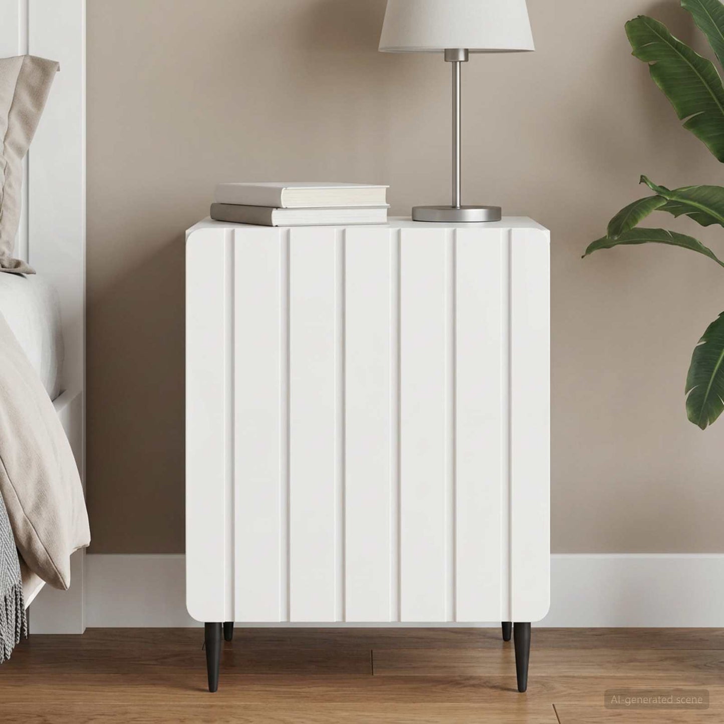 vidaXL Κομοδίνο Γυαλιστερό Λευκό 43 x 34,5 x 52 εκ Επεξεργασμένο Ξύλο