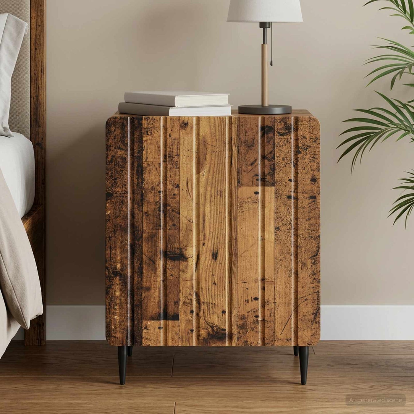 vidaXL Κομοδίνο Παλαιωμένο ξύλο 43 x 34,5 x 52 εκ Επεξεργασμένο Ξύλο