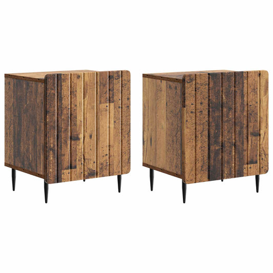 vidaXL Κομοδίνο 2 τμχ. Παλαιωμένο ξύλο 43 x 34,5 x 52 εκ