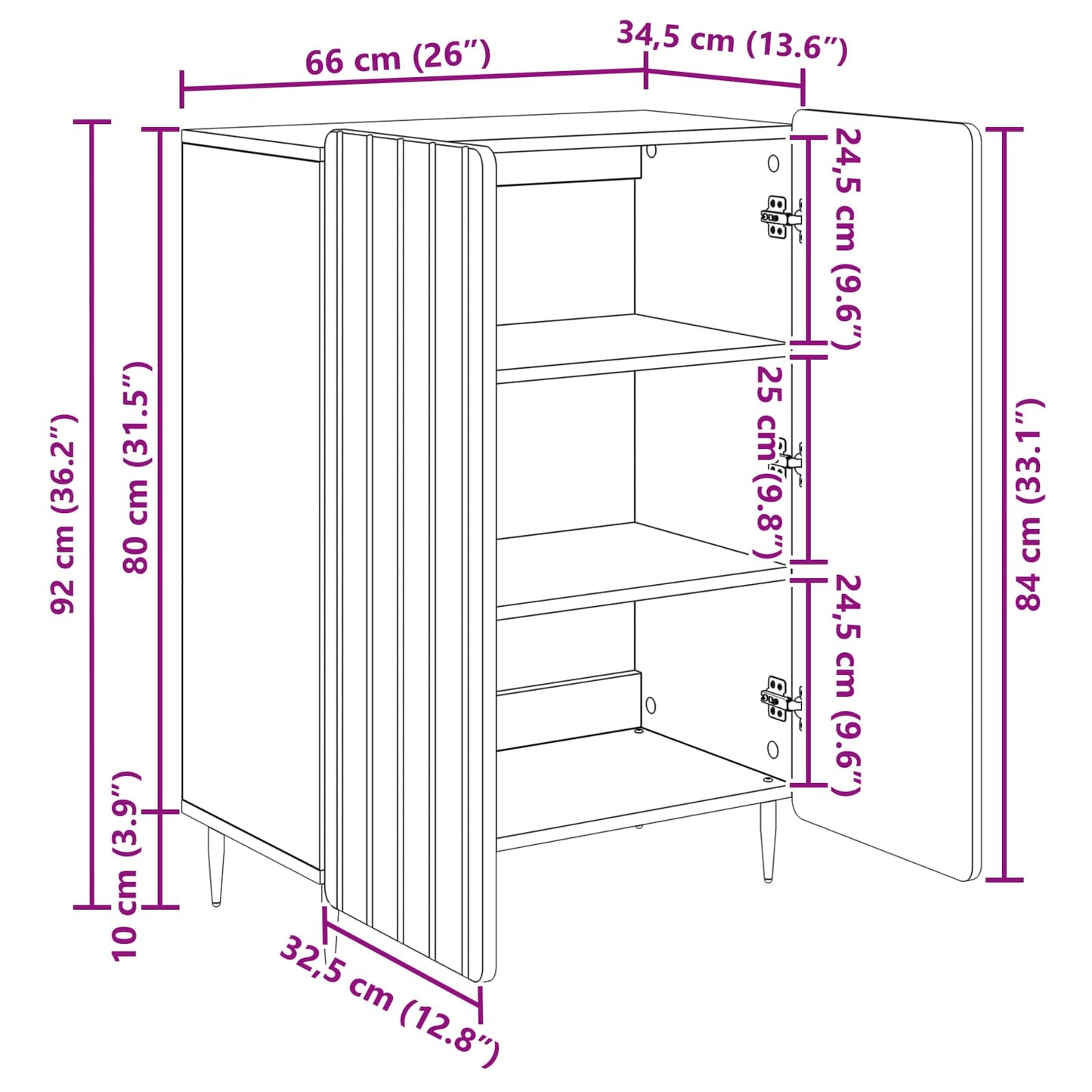 vidaXL Πλαϊνό γραφείο Παλαιωμένο ξύλο 66 x 34,5 x 92 εκ.