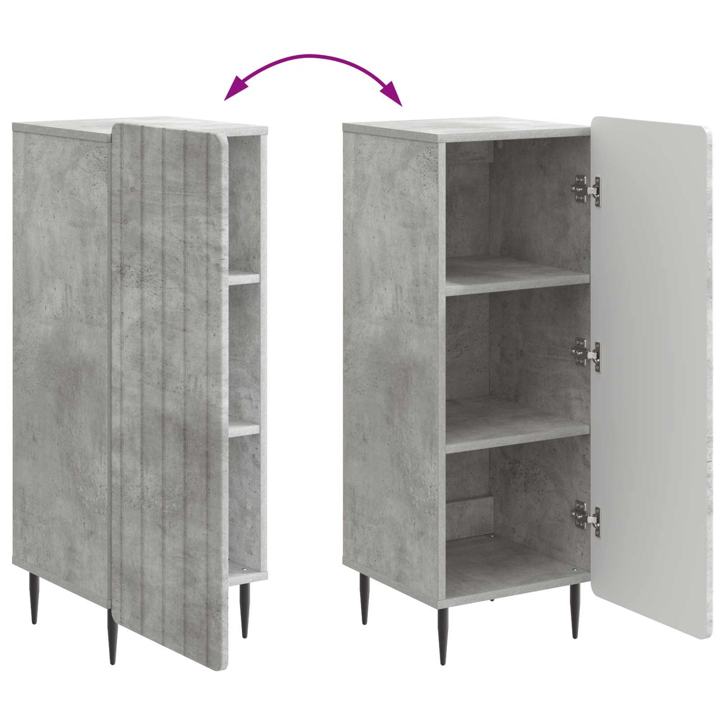 vidaXL Πλαϊνό γραφείο Γκρι Σκυροδέματος 34,5 x 33 x 92 εκ.