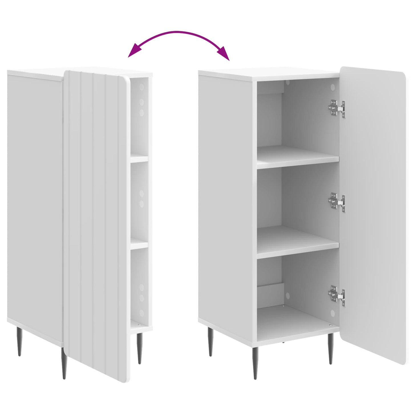 vidaXL Πλαϊνό γραφείο Γυαλιστερό Λευκό 34,5 x 33 x 92 εκ.