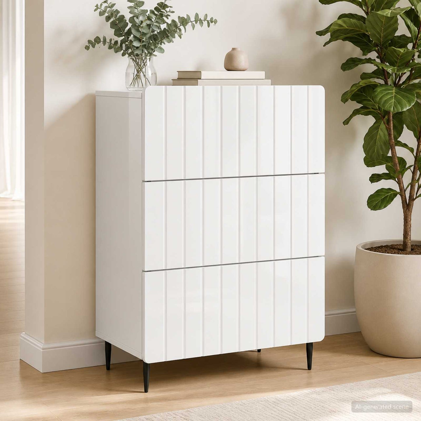 vidaXL Ντουλάπι με Συρτάρια Λευκό 66 x 34,5 x 92 εκ.