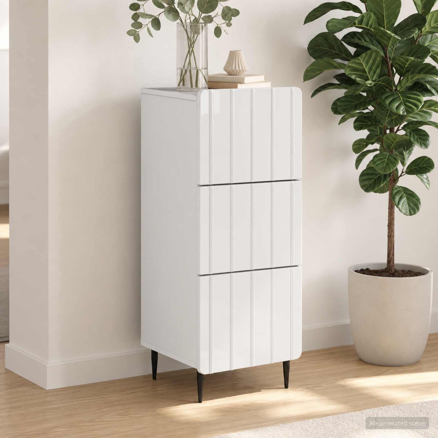 vidaXL Ντουλάπι με Συρτάρια Λευκό 33 x 34,5 x 92 εκ.