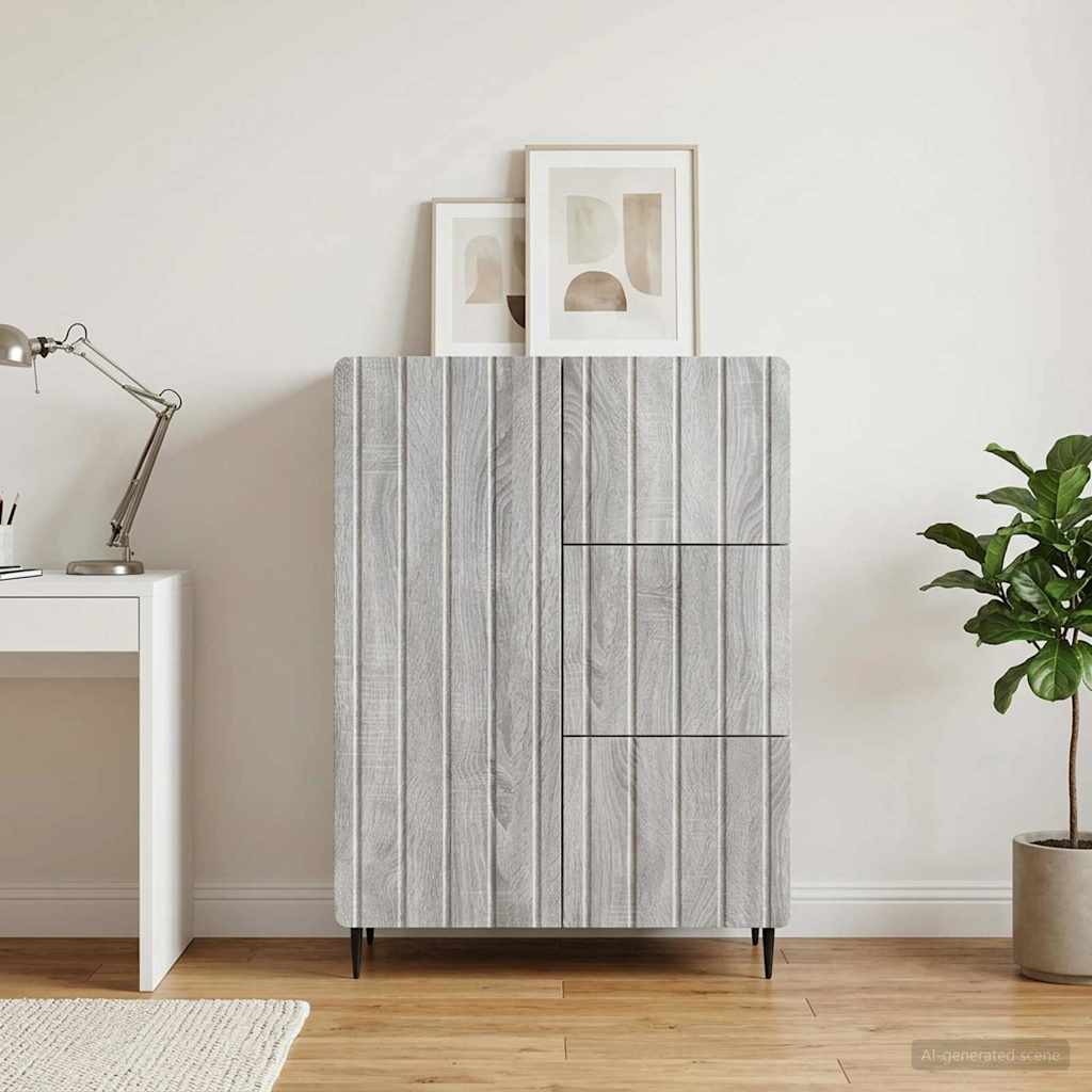 vidaXL Πλαϊνό γραφείο με συρτάρι Γκρι Sonoma 66 x 34,5 x 91,5 εκ