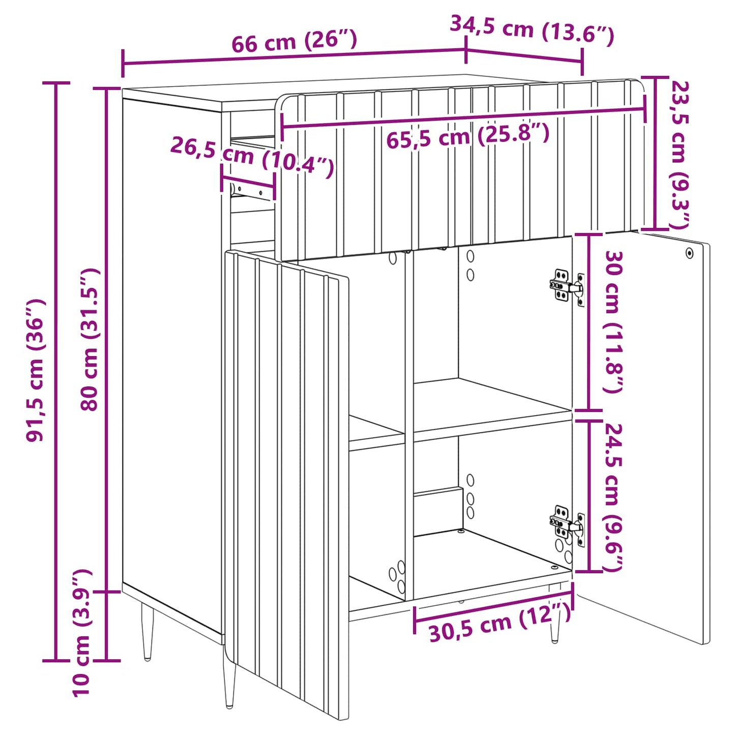 vidaXL Πλαϊνό γραφείο με συρτάρι Sonoma Δρυς 66 x 34,5 x 92 εκ.