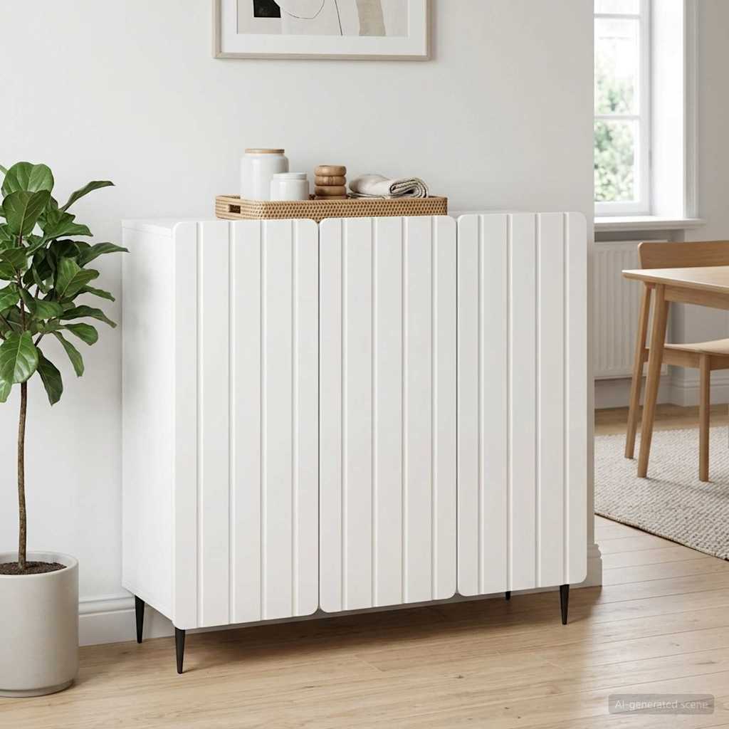 vidaXL Πλαϊνό γραφείο Γυαλιστερό Λευκό 89 x 34,5 x 82 εκ.