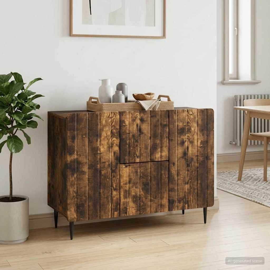 vidaXL Πλαϊνό γραφείο Καπνισμένο Ξύλο Δρυός 89 x 34,5 x 62 εκ.