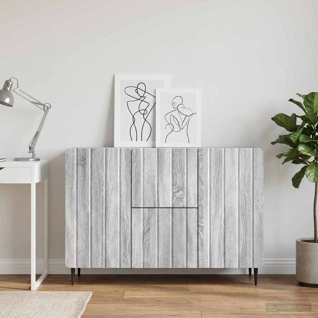 vidaXL Πλαϊνό γραφείο με συρτάρι Γκρι Sonoma 89 x 34,5 x 62 εκ.
