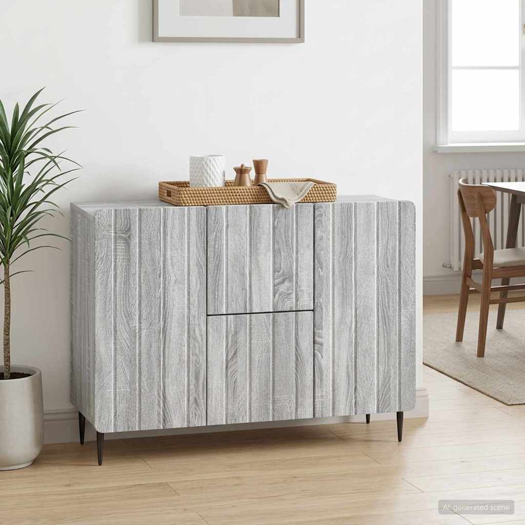 vidaXL Πλαϊνό γραφείο με συρτάρι Γκρι Sonoma 89 x 34,5 x 62 εκ.