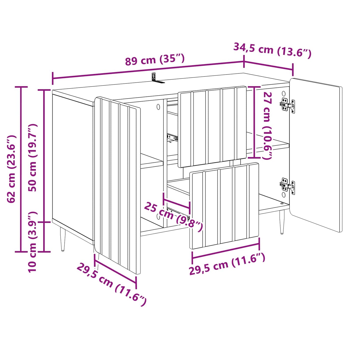 vidaXL Πλαϊνό γραφείο με συρτάρι Γκρι Sonoma 89 x 34,5 x 62 εκ.