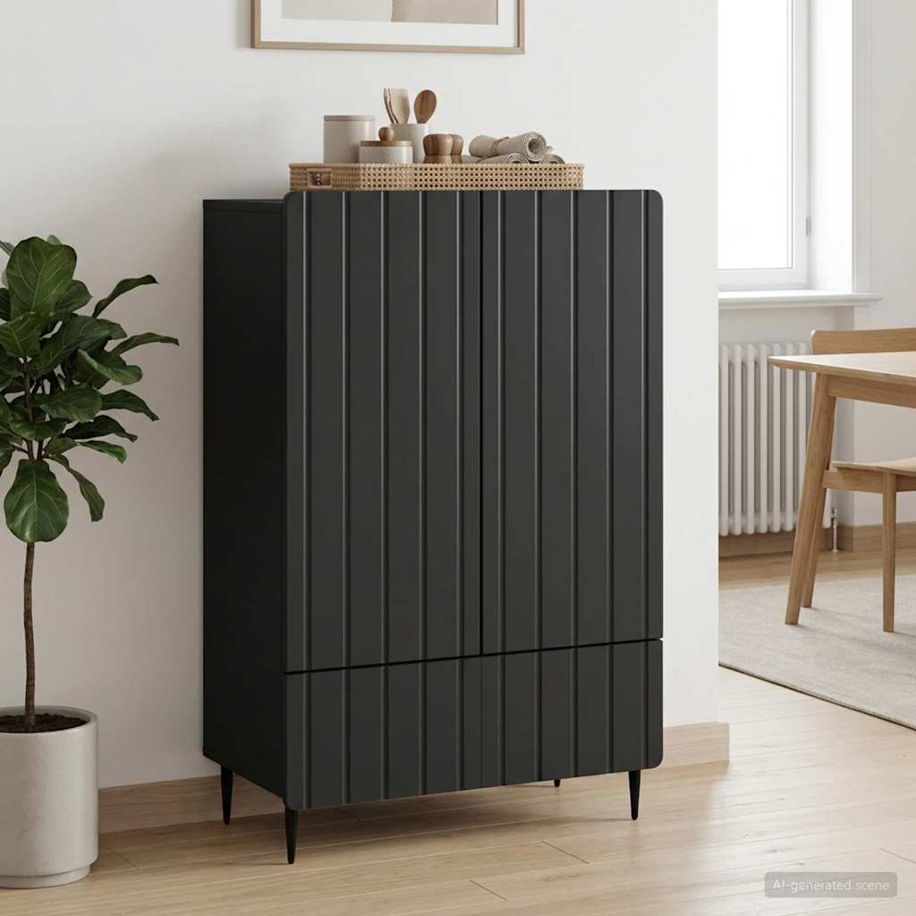 vidaXL Πλαϊνό γραφείο Μαύρο 66 x 34,5 x 97 εκ. Επεξεργασμένο Ξύλο