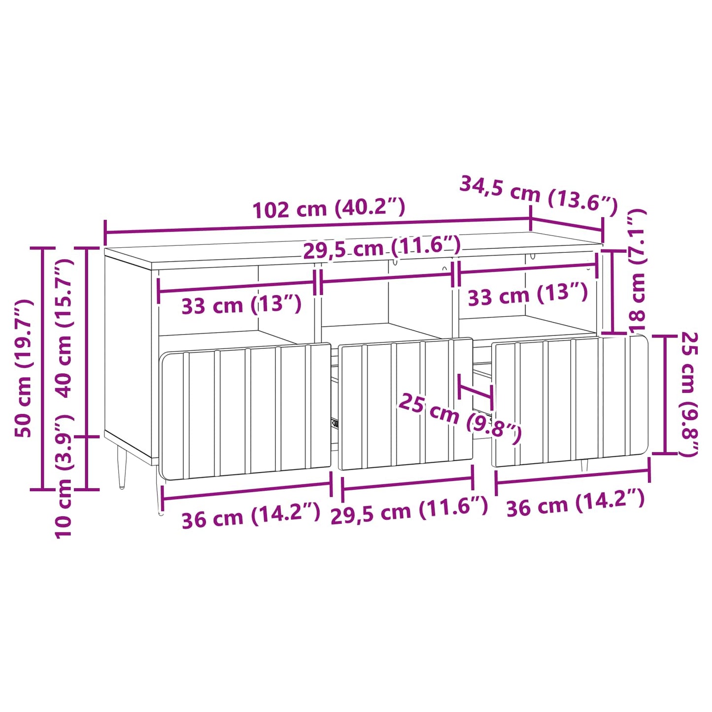 vidaXL Ντουλάπι TV με συρτάρι Παλαιωμένο ξύλο 102 x 34,5 x 50 εκ.