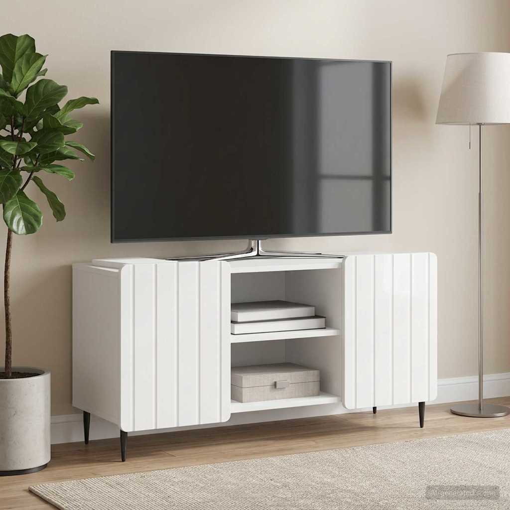vidaXL Ντουλάπι TV 102 x 34,5 x 52 εκ Γυαλιστερό Λευκό