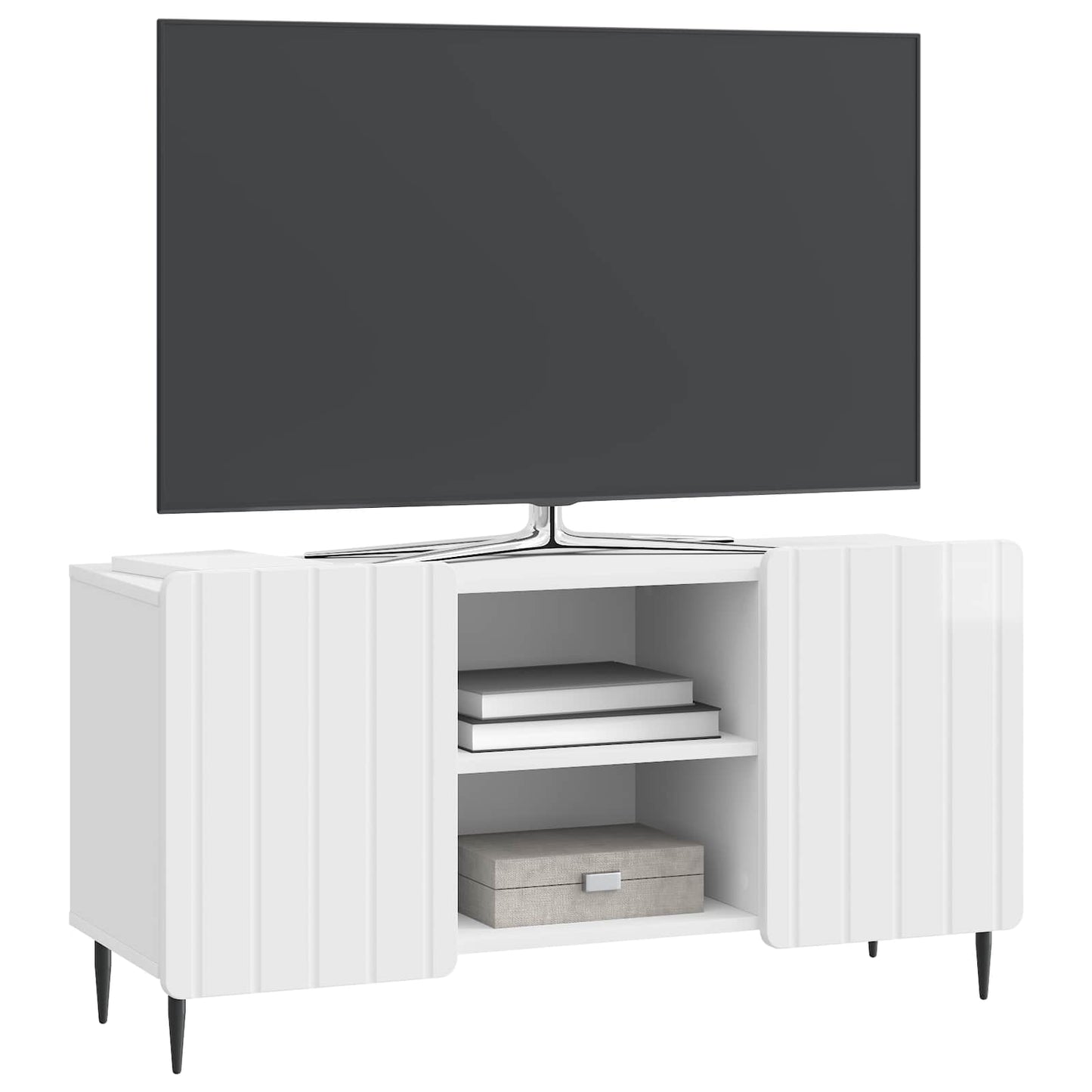 vidaXL Ντουλάπι TV Γυαλιστερό Λευκό 102 x 34,5 x 52 εκ