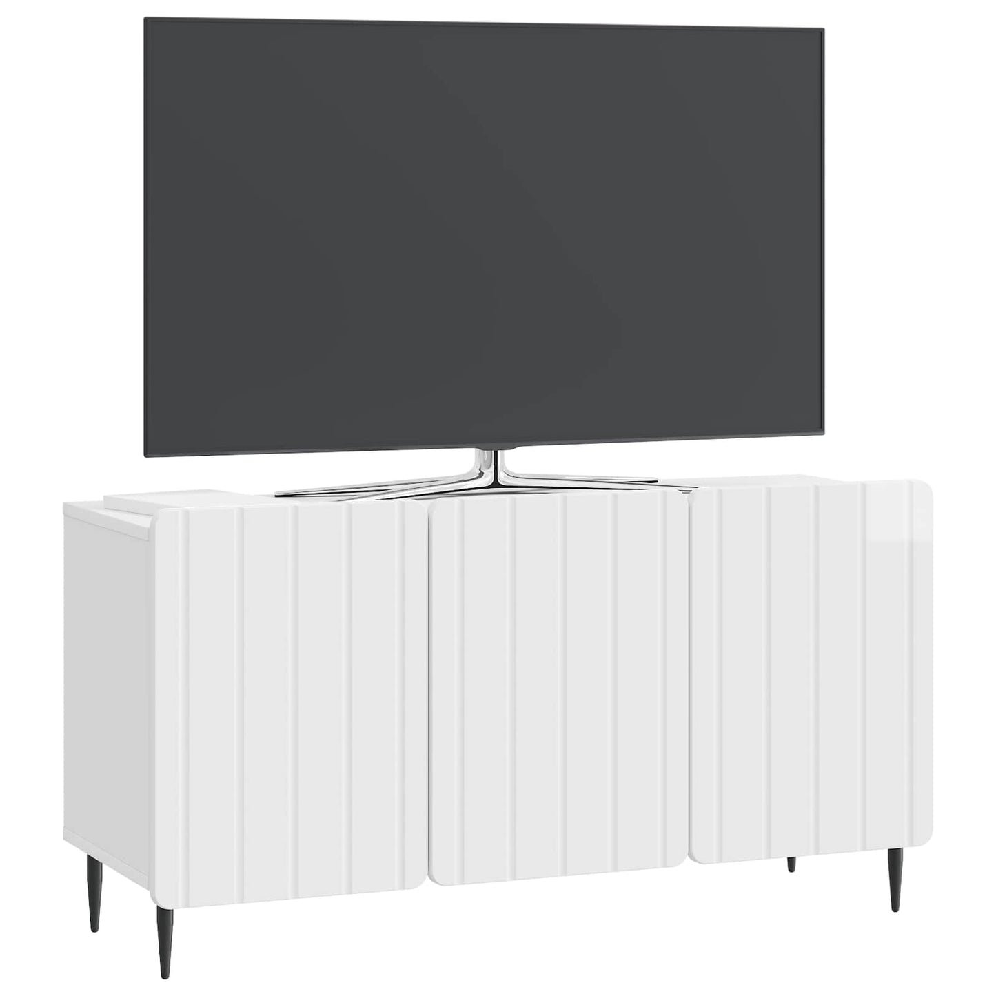 vidaXL Ντουλάπι TV Γυαλιστερό Λευκό 99 x 34,5 x 52 cm