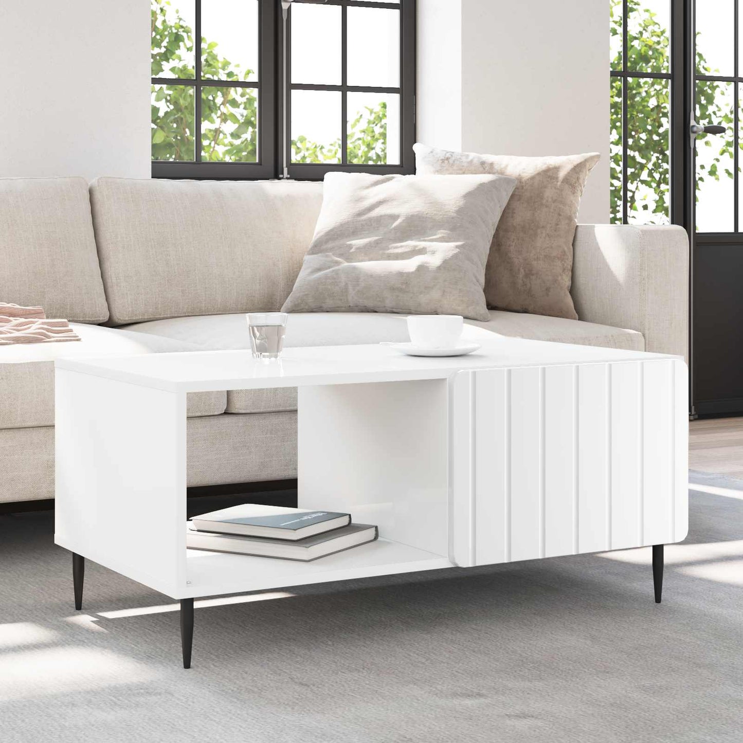 vidaXL Τραπεζάκι σαλονιού Λευκό 90 x 50 x 40 cm Επεξεργασμένο Ξύλο