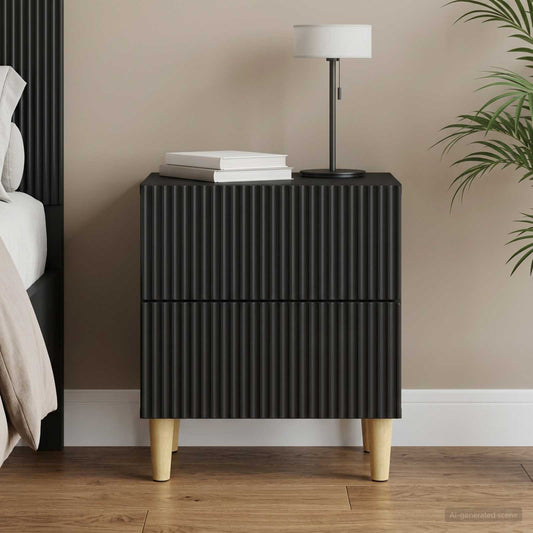 vidaXL Κομοδίνο με συρτάρι Μαύρο 43 x 34,5 x 48 εκ Επεξεργασμένο Ξύλο
