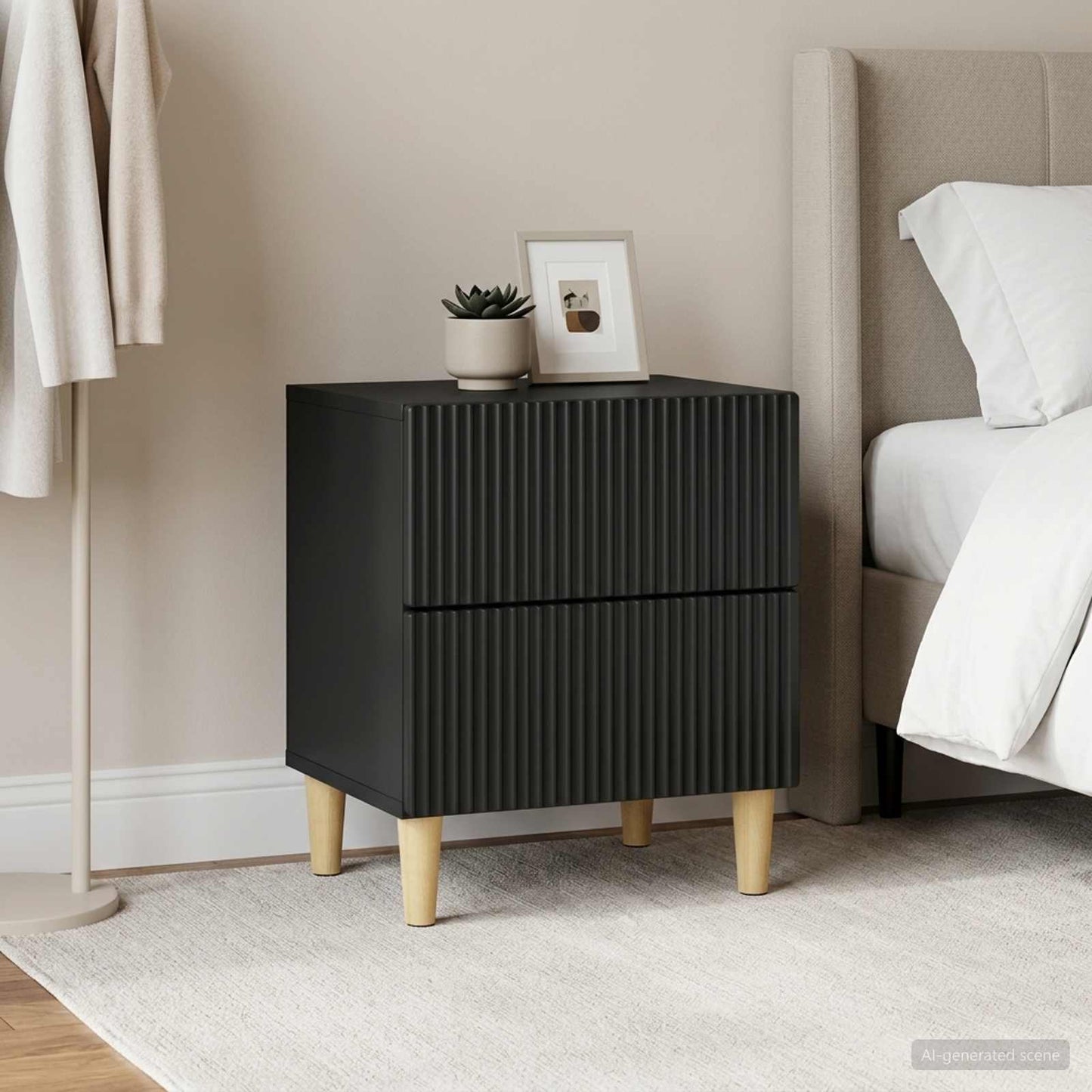vidaXL Κομοδίνο 2 τεμ. Μαύρο 43 x 34,5 x 48 εκ Επεξεργασμένο Ξύλο