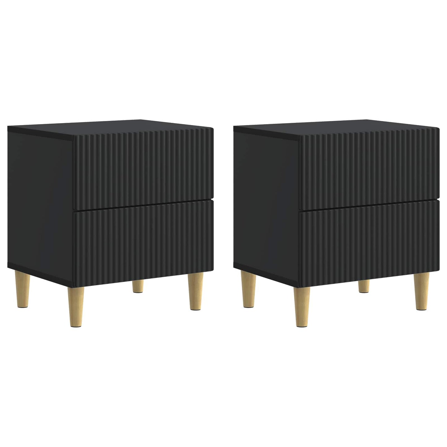 vidaXL Κομοδίνο 2 τεμ. Μαύρο 43 x 34,5 x 48 εκ Επεξεργασμένο Ξύλο