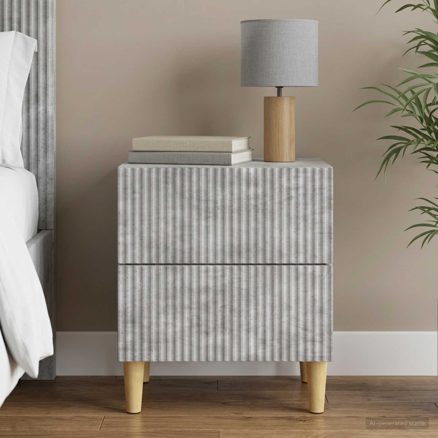 vidaXL Κομοδίνο Γκρι Σκυροδέματος 43 x 34,5 x 48 εκ Επεξεργασμένο Ξύλο