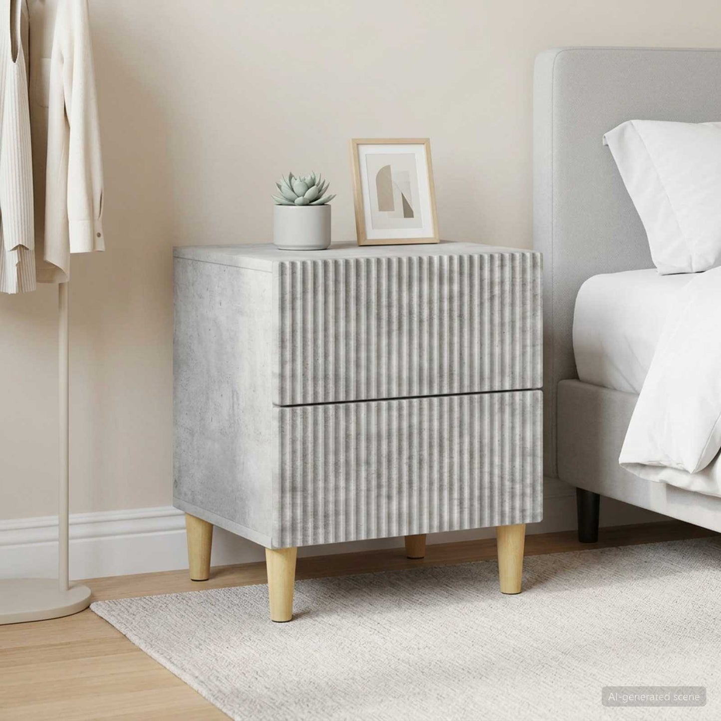 vidaXL Κομοδίνο 2 τμχ. Γκρι Σκυροδέματος 43 x 34,5 x 48 εκ