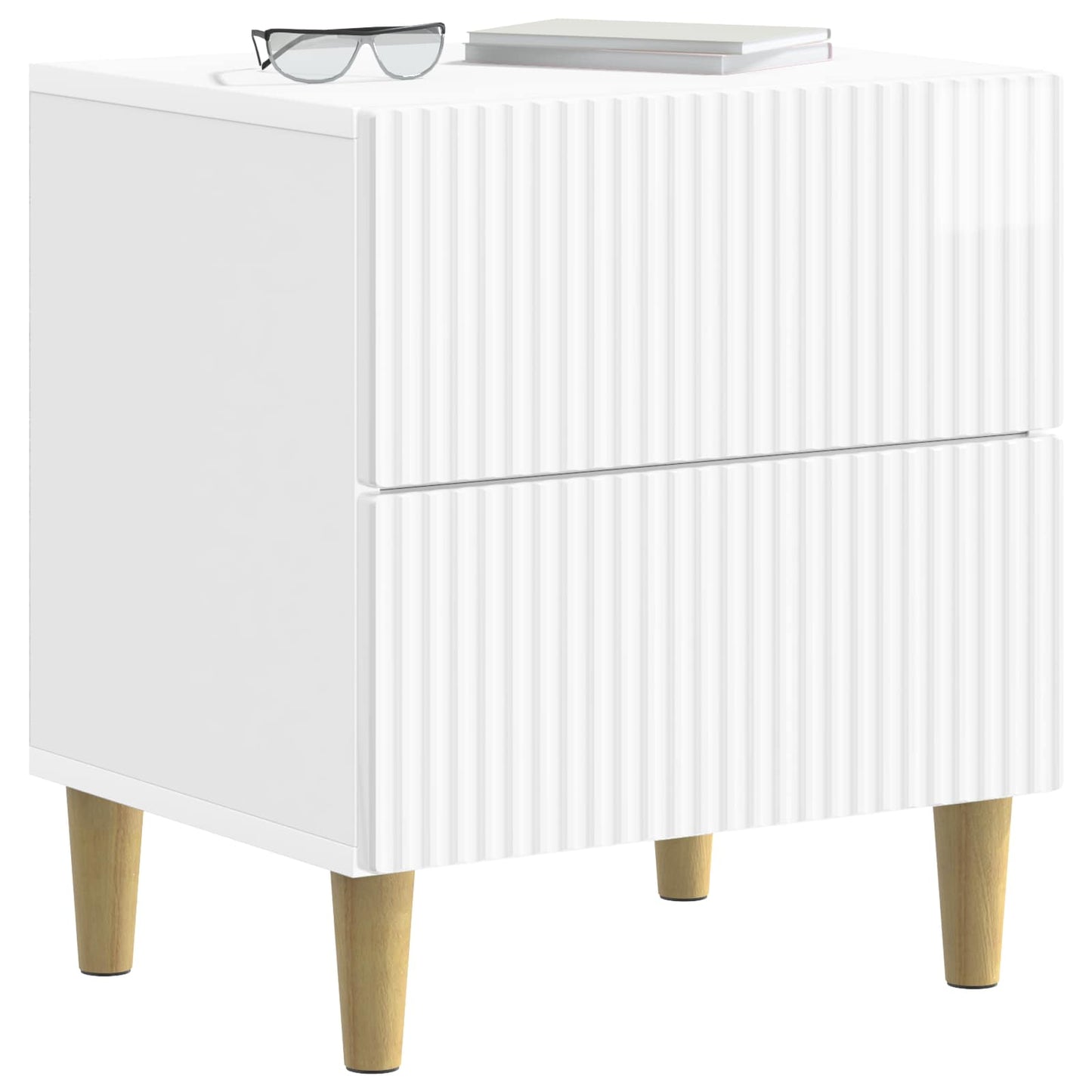 vidaXL Κομοδίνο 2 τμχ. Γυαλιστερό Λευκό 43 x 34,5 x 48 εκ