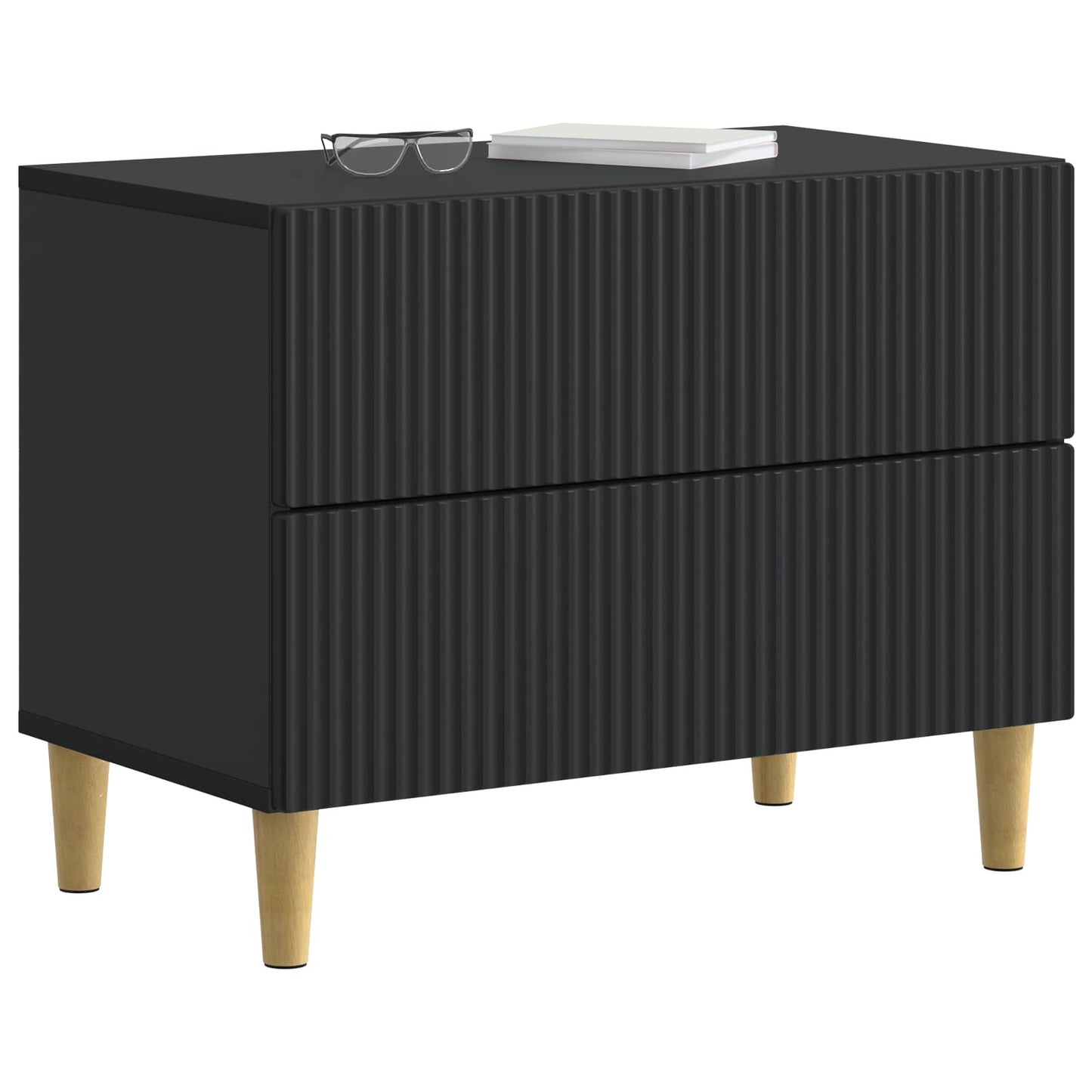 vidaXL Κομοδίνο με συρτάρι Μαύρο 62 x 34,5 x 48 εκ Επεξεργασμένο Ξύλο