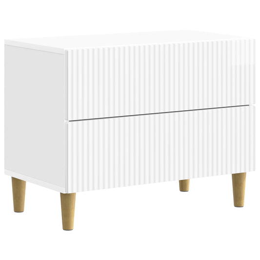 vidaXL Κομοδίνο Γυαλιστερό Λευκό 62 x 34,5 x 48 εκ Επεξεργασμένο Ξύλο