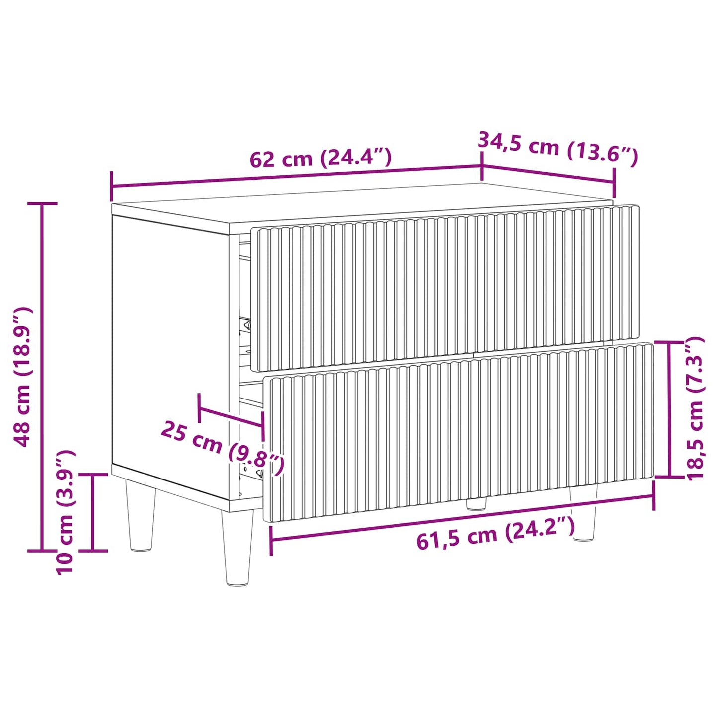 vidaXL Κομοδίνο Γκρι Sonoma 62 x 34,5 x 48 εκ Επεξεργασμένο Ξύλο