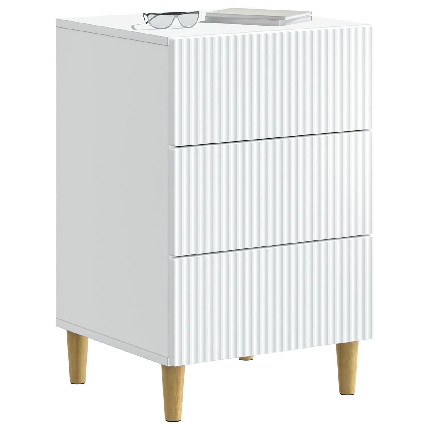 vidaXL Κομοδίνο με συρτάρι Λευκό 43 x 41 x 66,5 εκ. Επεξεργασμένο Ξύλο