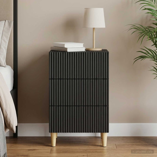 vidaXL Κομοδίνο με συρτάρι Μαύρο 43 x 41 x 66,5 εκ. Επεξεργασμένο Ξύλο